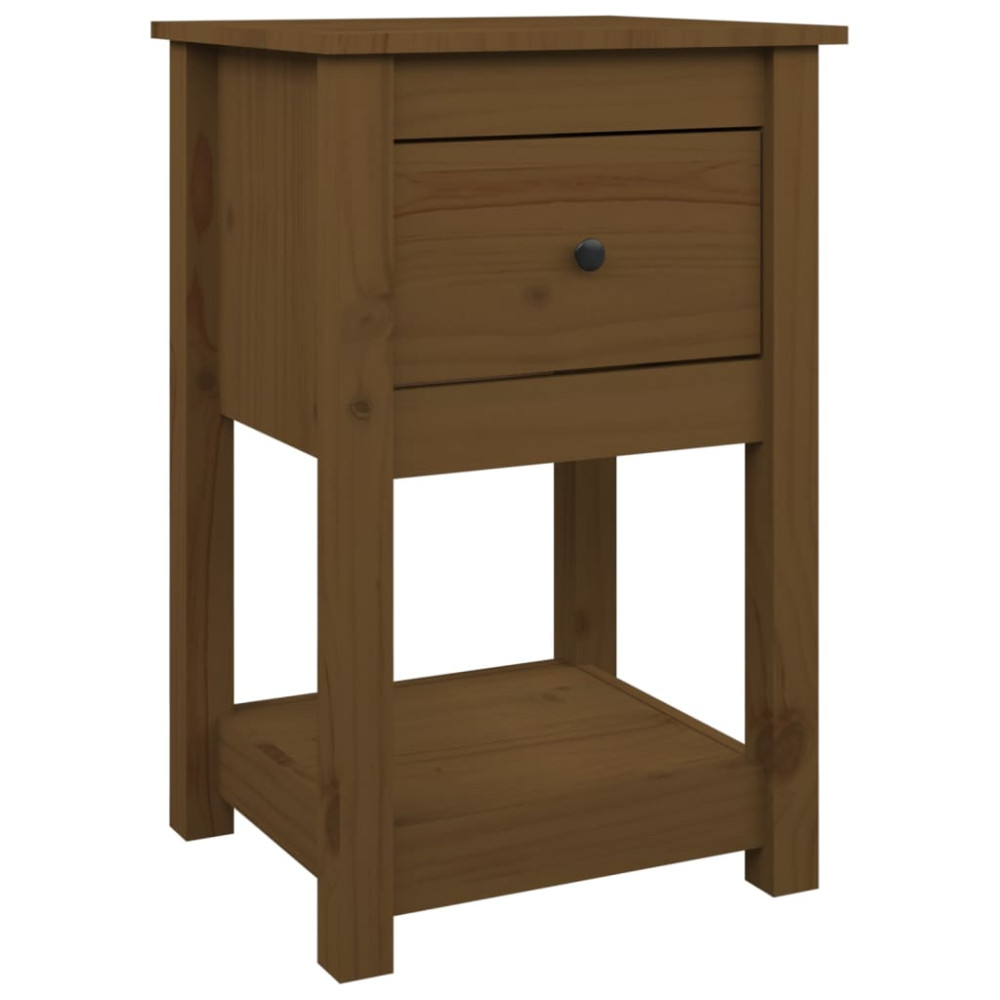 Produktbild för Sängbord 2 st honungsbrun 40x35x61,5 cm massiv furu