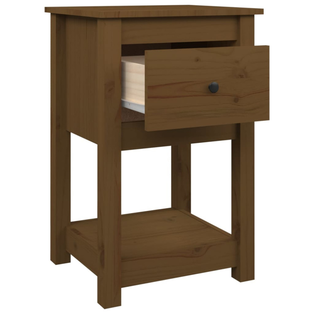 Produktbild för Sängbord 2 st honungsbrun 40x35x61,5 cm massiv furu