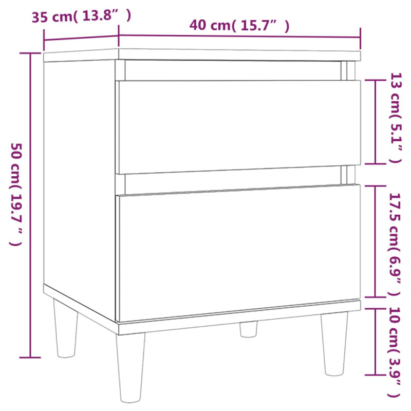 Produktbild för Sängbord 2 st Rökfärgad ek 40x35x50 cm