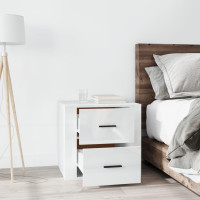 Produktbild för Sängbord vit högglans 40x35x47 cm