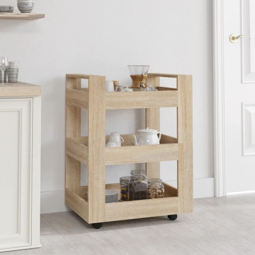 vidaXL Köksvagn sonoma-ek 60x45x80 cm konstruerat trä