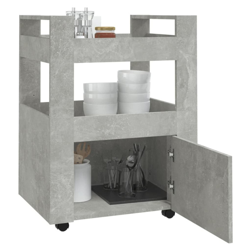 Produktbild för Köksvagn betonggrå 60x45x80 cm konstruerat trä