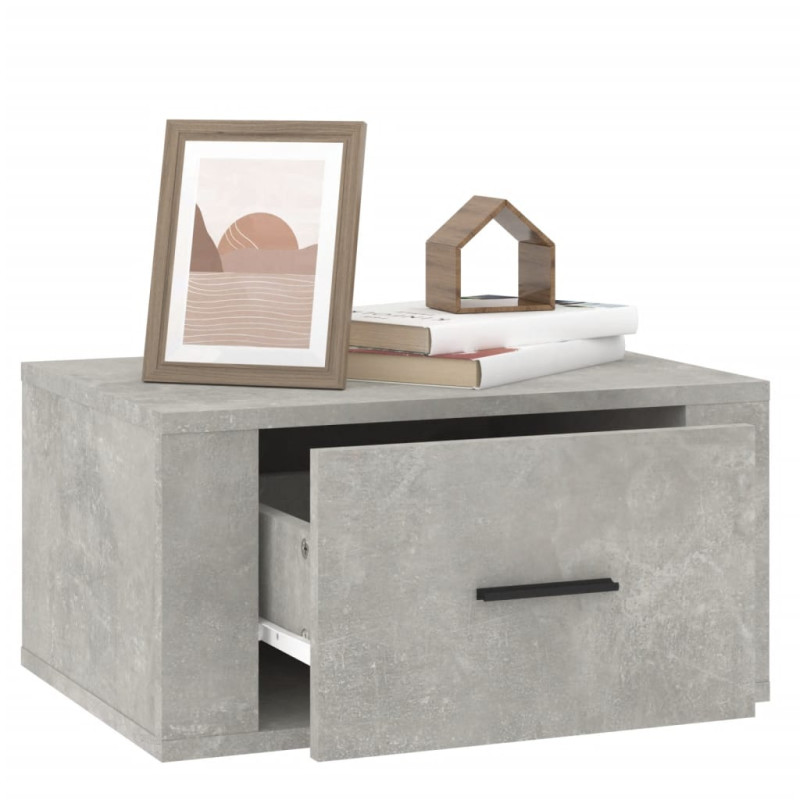 Produktbild för Väggmonterat sängbord betonggrå 50x36x25 cm