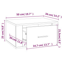 Miniatyr av produktbild för Väggmonterat sängbord rökfärgad ek 50x36x25 cm