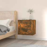 Produktbild för Väggmonterat sängbord rökfärgad ek 50x36x47 cm