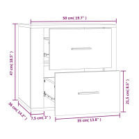 Produktbild för Väggmonterat sängbord rökfärgad ek 50x36x47 cm