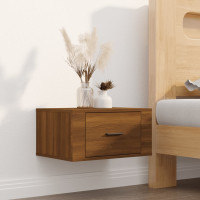 Produktbild för Väggmonterat sängbord brun ek 50x36x25 cm