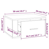 Produktbild för Väggmonterat sängbord brun ek 50x36x25 cm