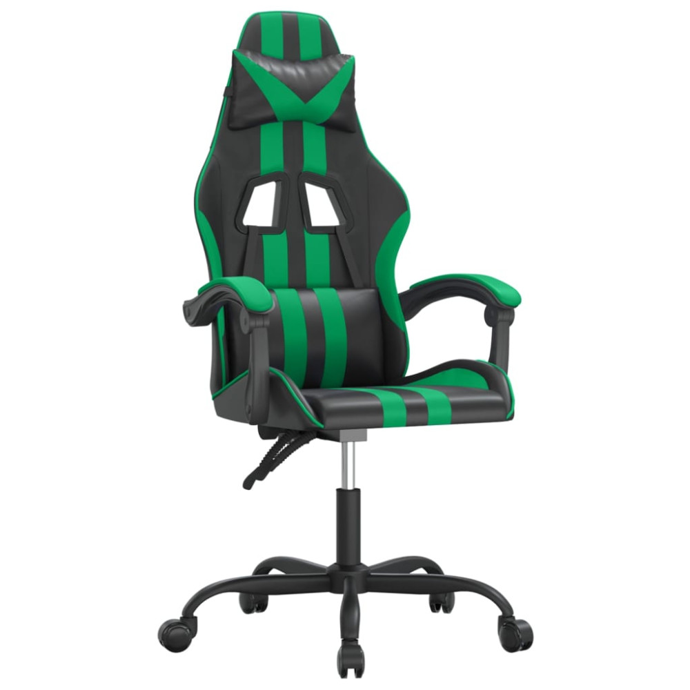 Produktbild för Gamingstol svart och grön konstläder