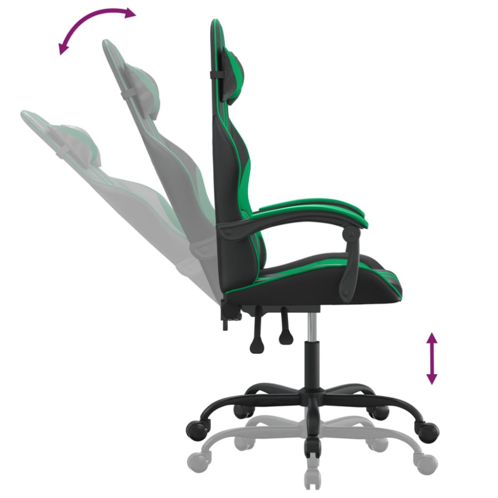 Produktbild för Gamingstol svart och grön konstläder
