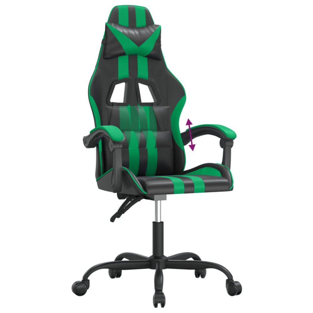 Produktbild för Gamingstol svart och grön konstläder