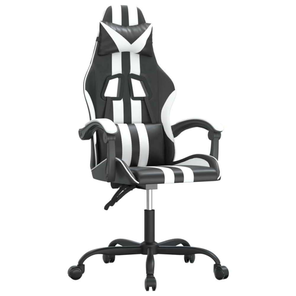 Produktbild för Gamingstol svart och vit konstläder