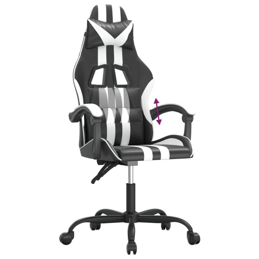 Produktbild för Gamingstol svart och vit konstläder