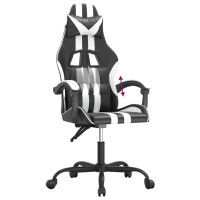 Produktbild för Gamingstol svart och vit konstläder
