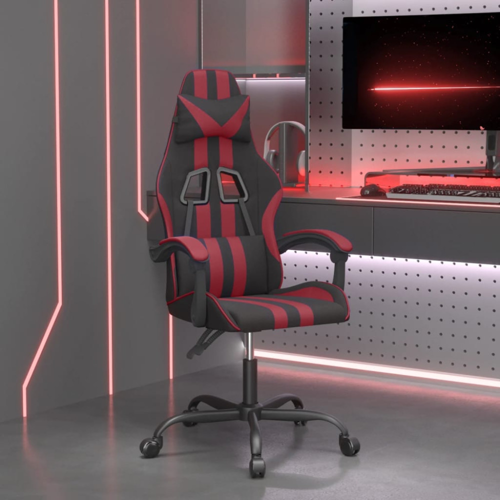 Produktbild för Gamingstol svart och vinröd konstläder