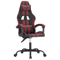 Produktbild för Gamingstol svart och vinröd konstläder