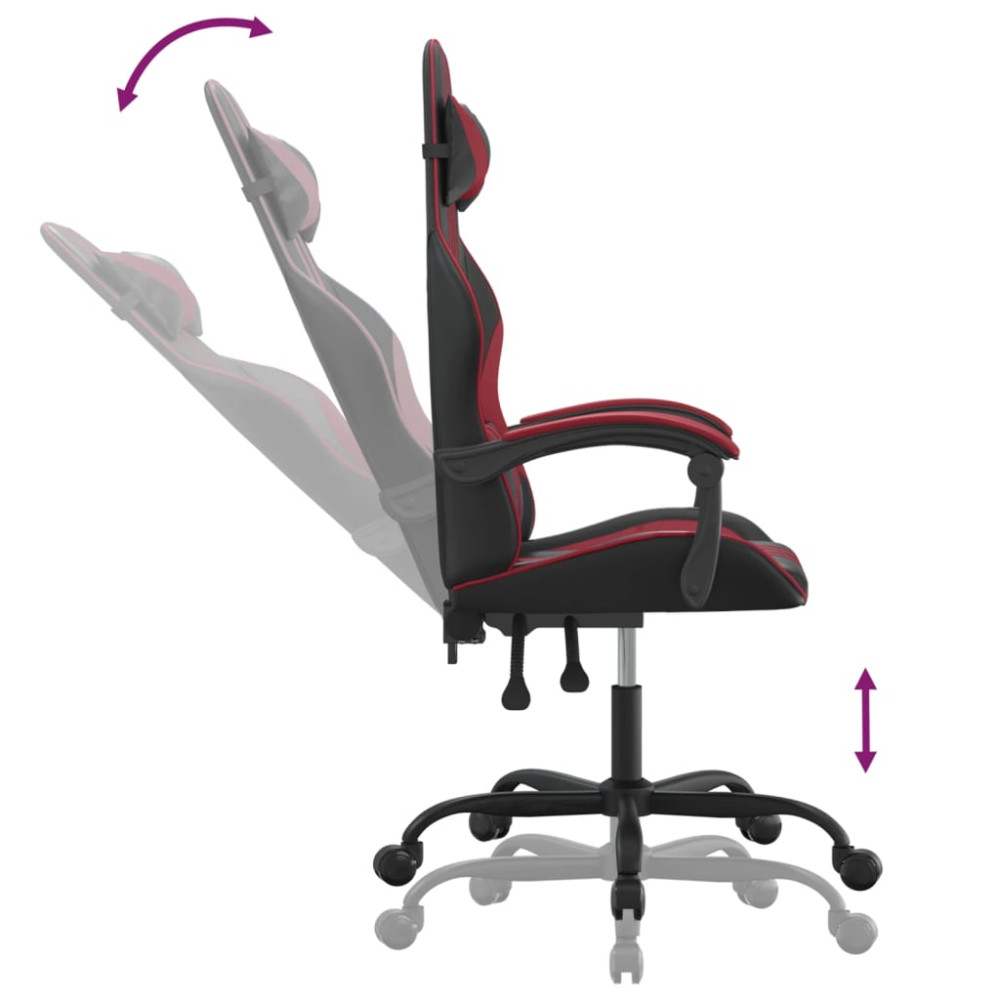 Produktbild för Gamingstol svart och vinröd konstläder