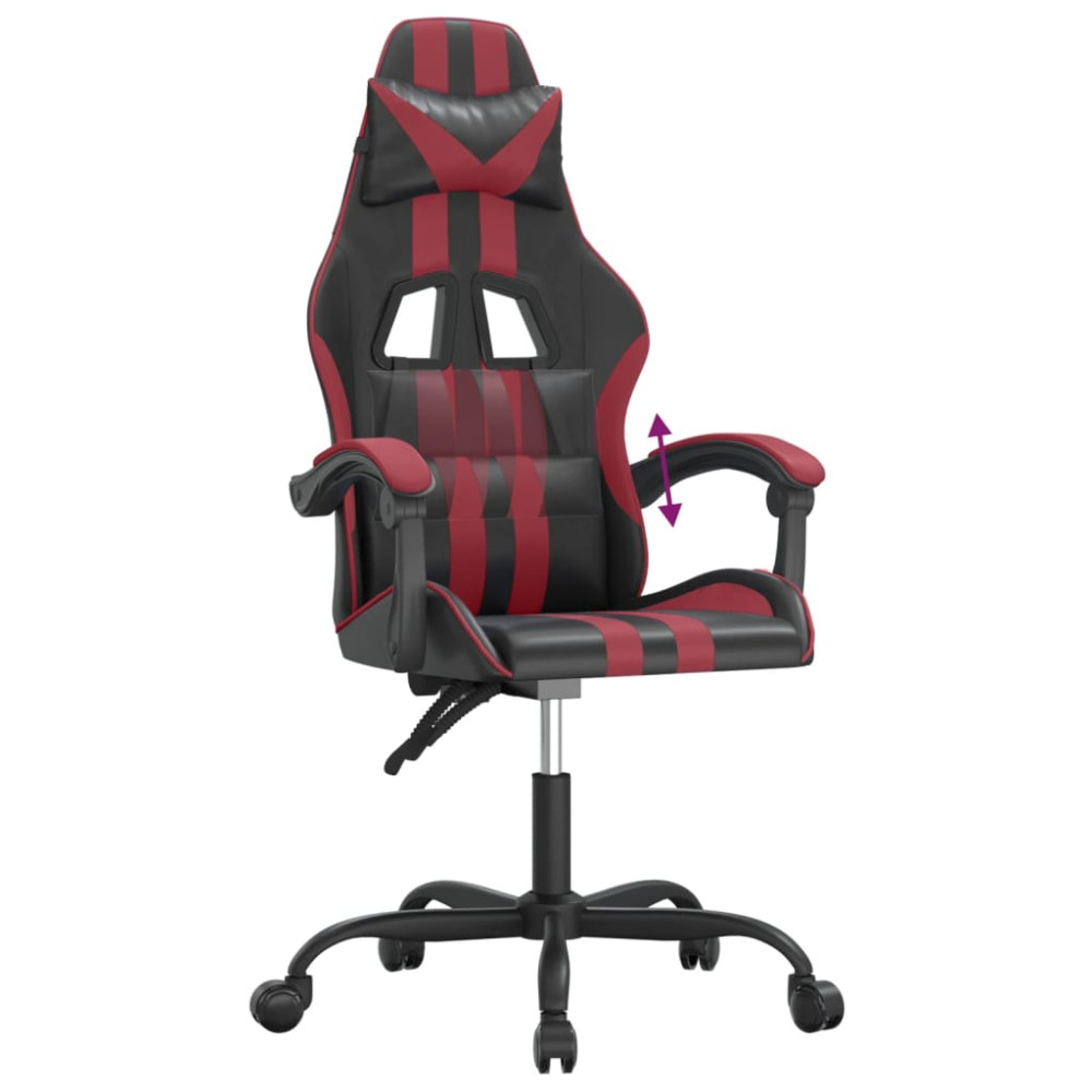 Produktbild för Gamingstol svart och vinröd konstläder