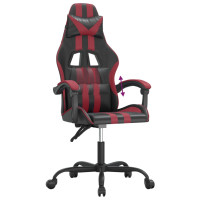 Produktbild för Gamingstol svart och vinröd konstläder