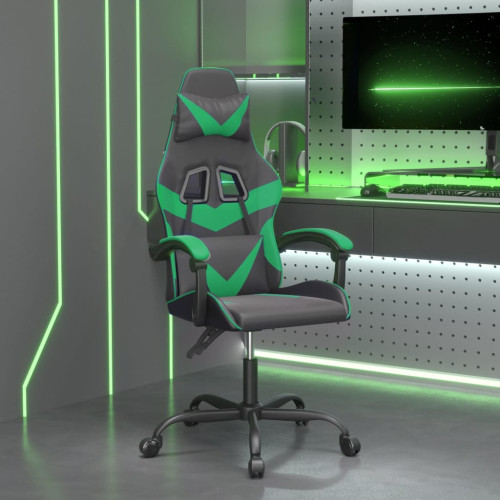 vidaXL Gamingstol svart och grön konstläder