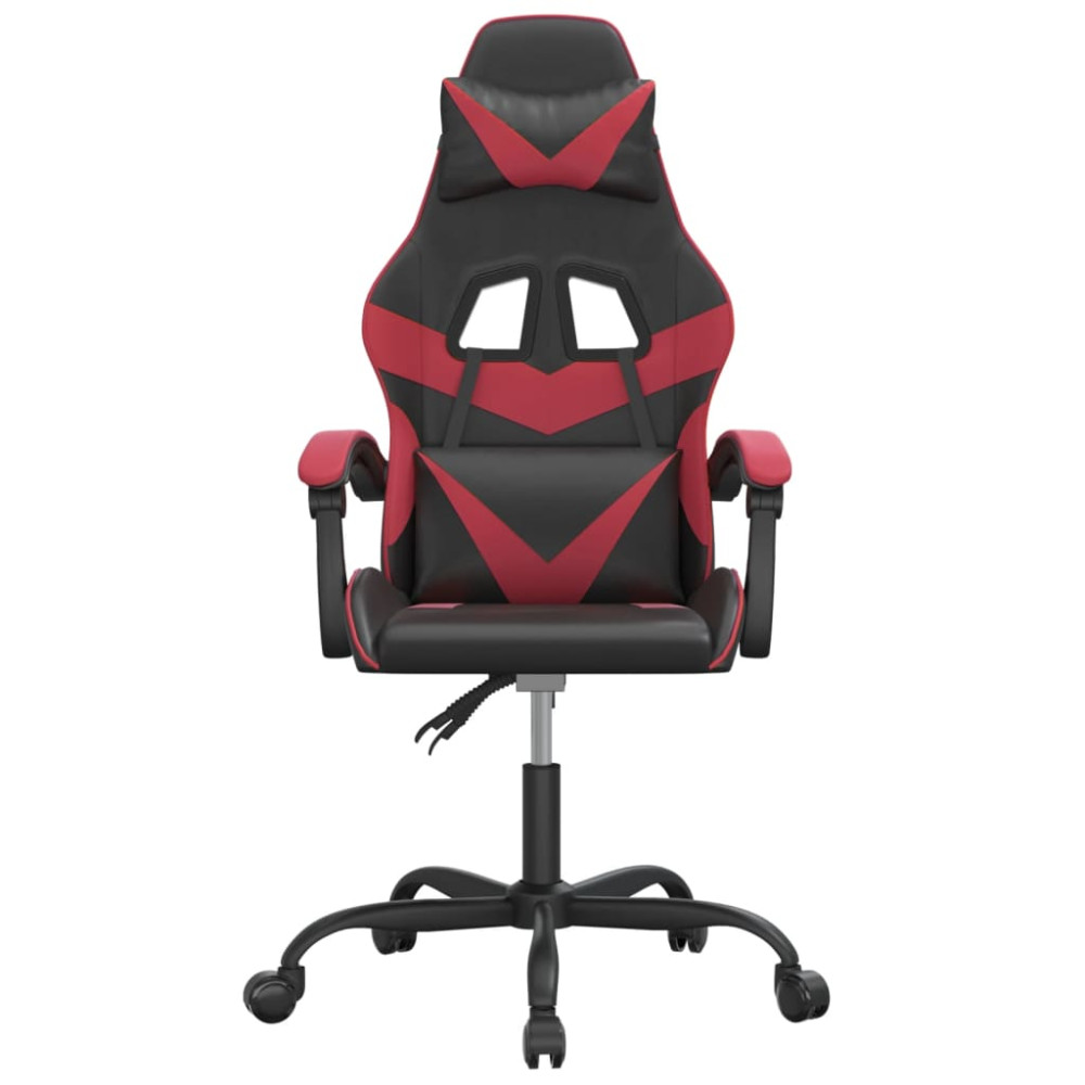 Produktbild för Gamingstol svart och vinröd konstläder