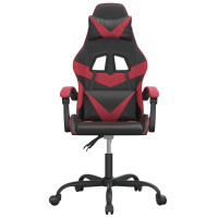 Produktbild för Gamingstol svart och vinröd konstläder