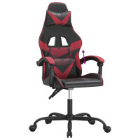 Produktbild för Gamingstol svart och vinröd konstläder