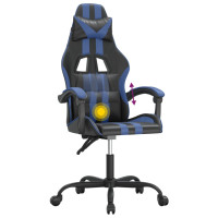 Produktbild för Snurrbar gamingstol svart och blå konstläder