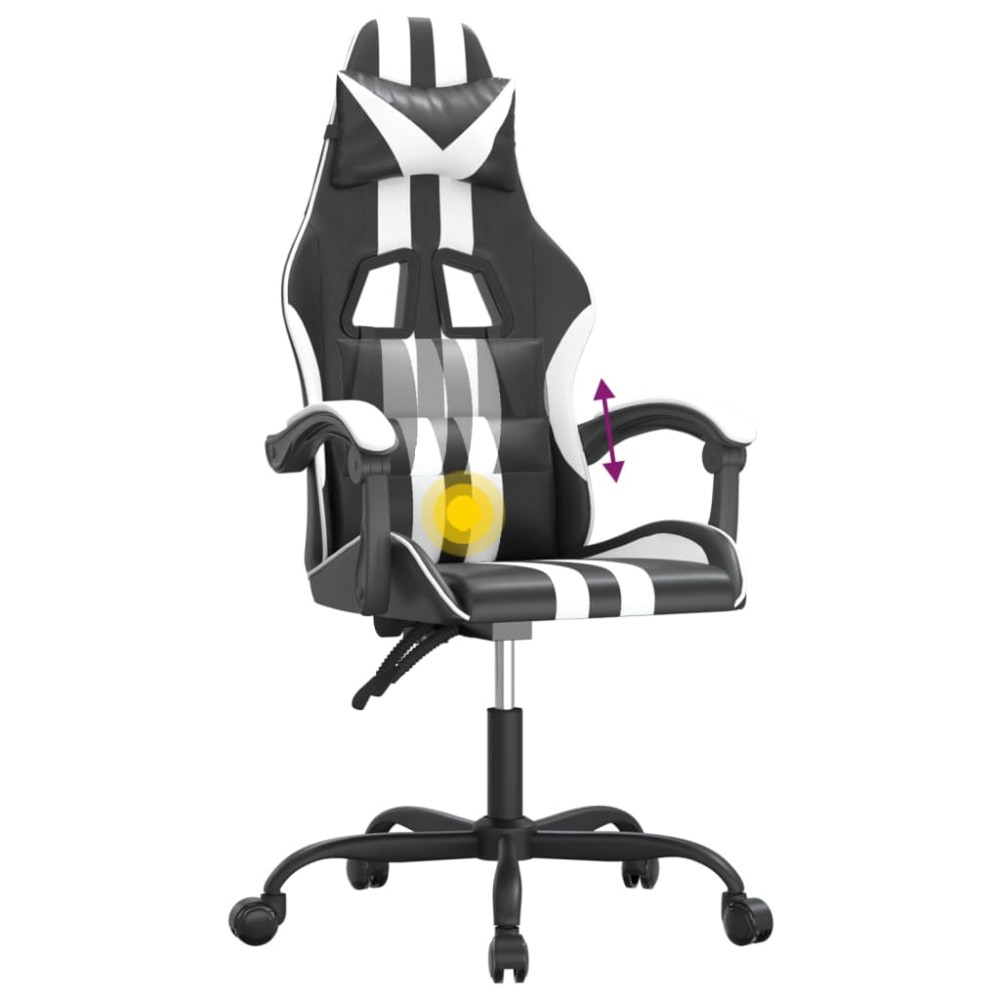 Produktbild för Snurrbar gamingstol svart och vit konstläder