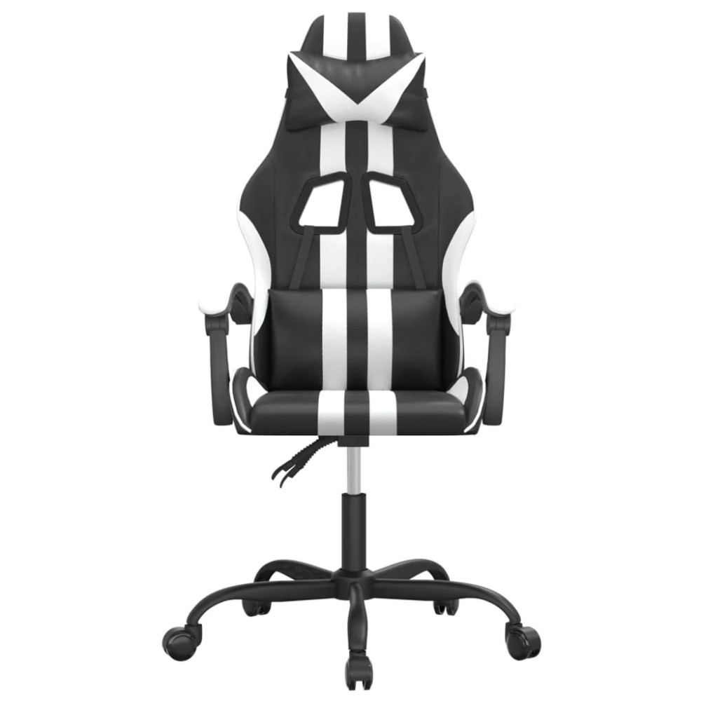 Produktbild för Snurrbar gamingstol svart och vit konstläder