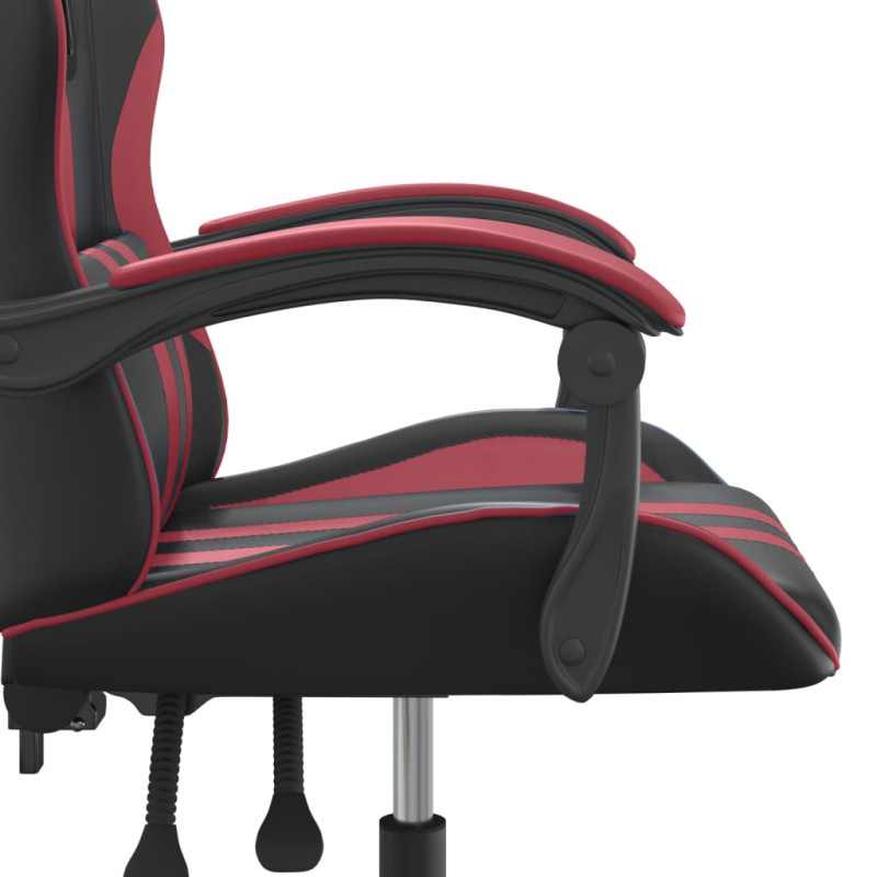 Produktbild för Snurrbar gamingstol svart och vinröd konstläder