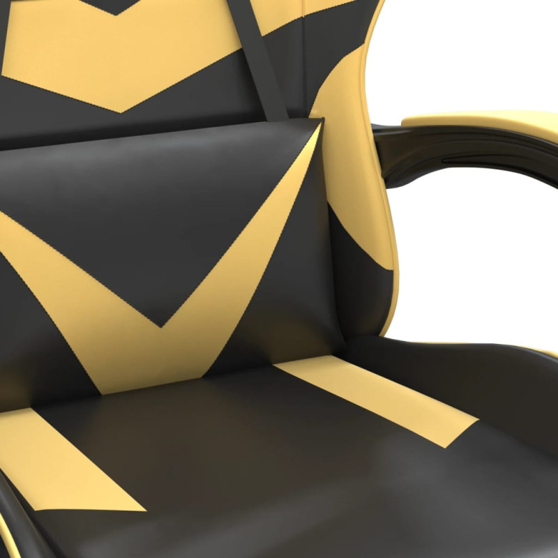 Produktbild för Snurrbar gamingstol svart och guld konstläder
