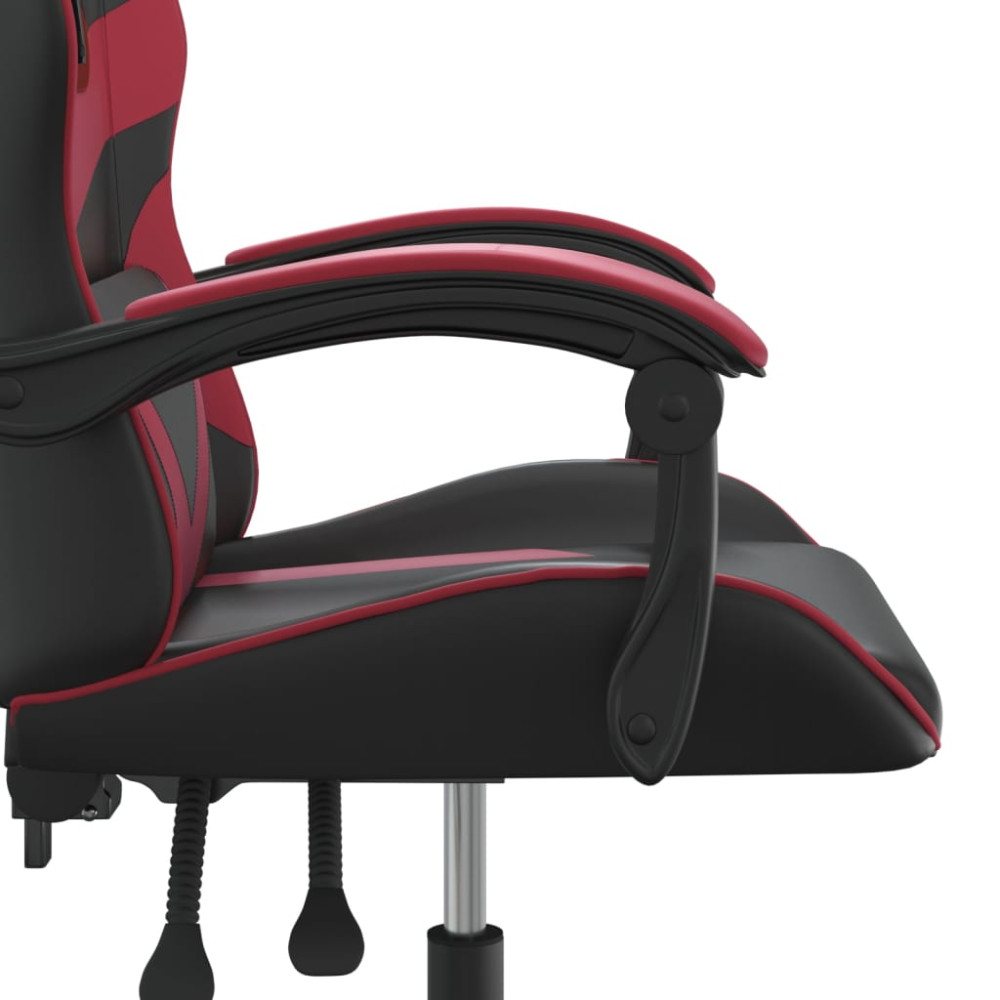 Produktbild för Snurrbar gamingstol svart och vinröd konstläder