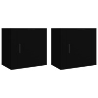 Produktbild för Väggmonterade sängbord 2 st svart 50x30x47 cm