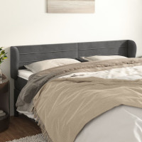 Produktbild för Sänggavel med kanter mörkgrå 163x23x78/88 cm sammet