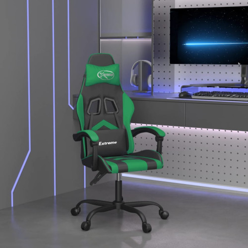 vidaXL Gamingstol svart och grön konstläder