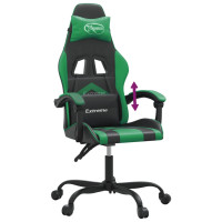 Produktbild för Gamingstol svart och grön konstläder