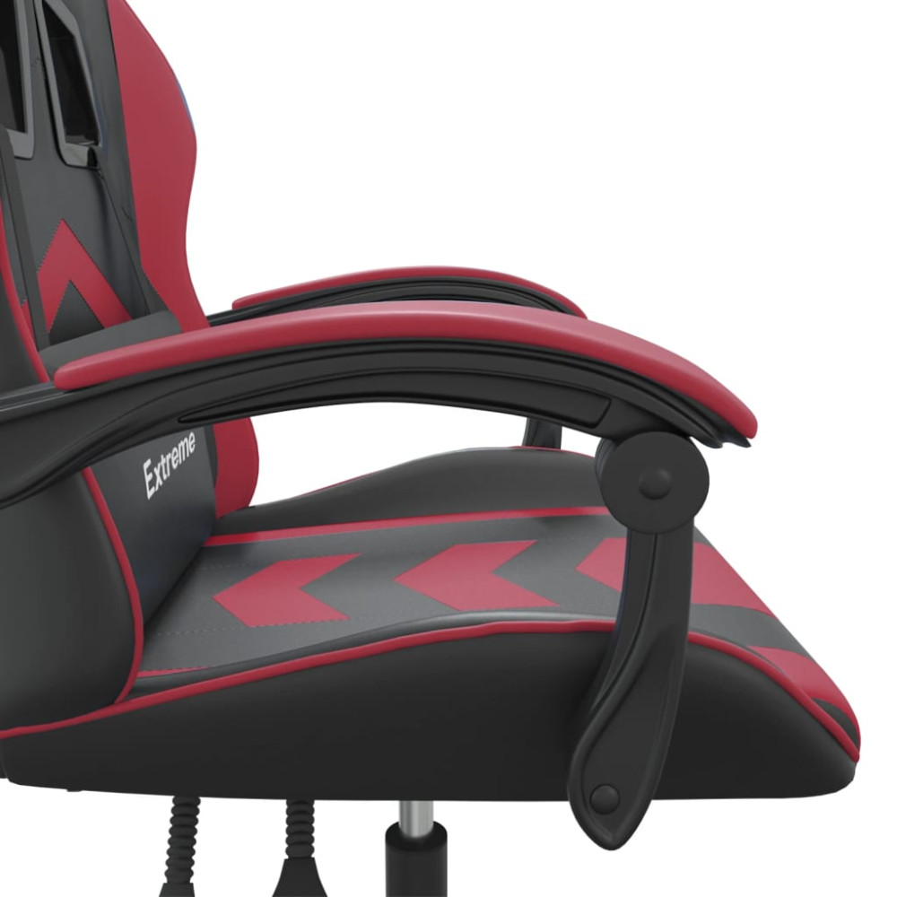 Produktbild för Gamingstol svart och vinröd konstläder
