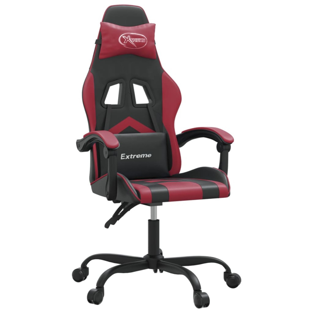 Produktbild för Gamingstol svart och vinröd konstläder