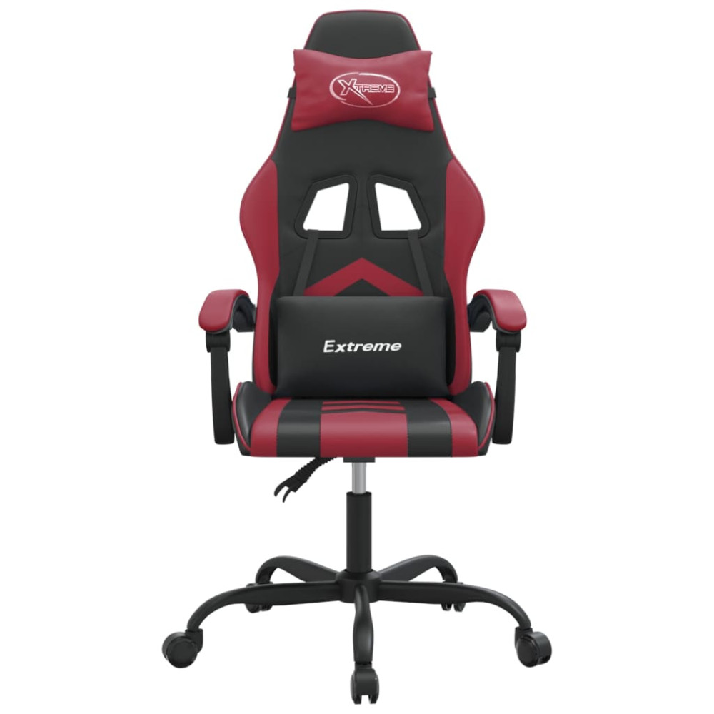 Produktbild för Gamingstol svart och vinröd konstläder
