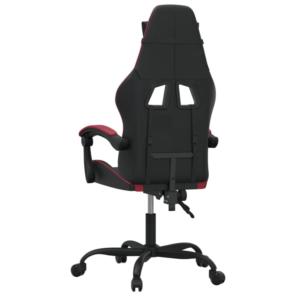 Produktbild för Gamingstol svart och vinröd konstläder