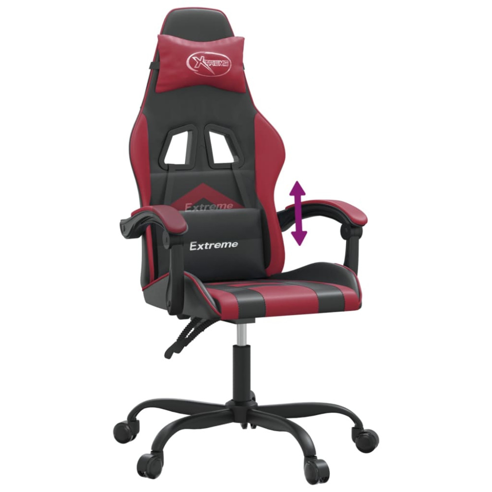 Produktbild för Gamingstol svart och vinröd konstläder