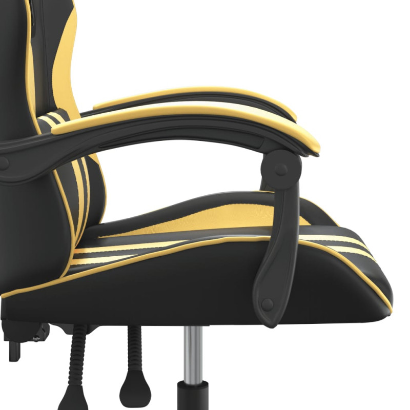 Produktbild för Snurrbar gamingstol svart och guld konstläder