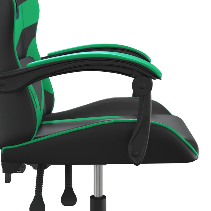 Produktbild för Snurrbar gamingstol svart och grön konstläder
