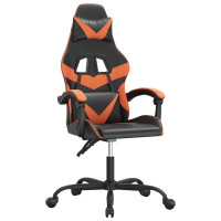 Produktbild för Snurrbar gamingstol svart och orange konstläder