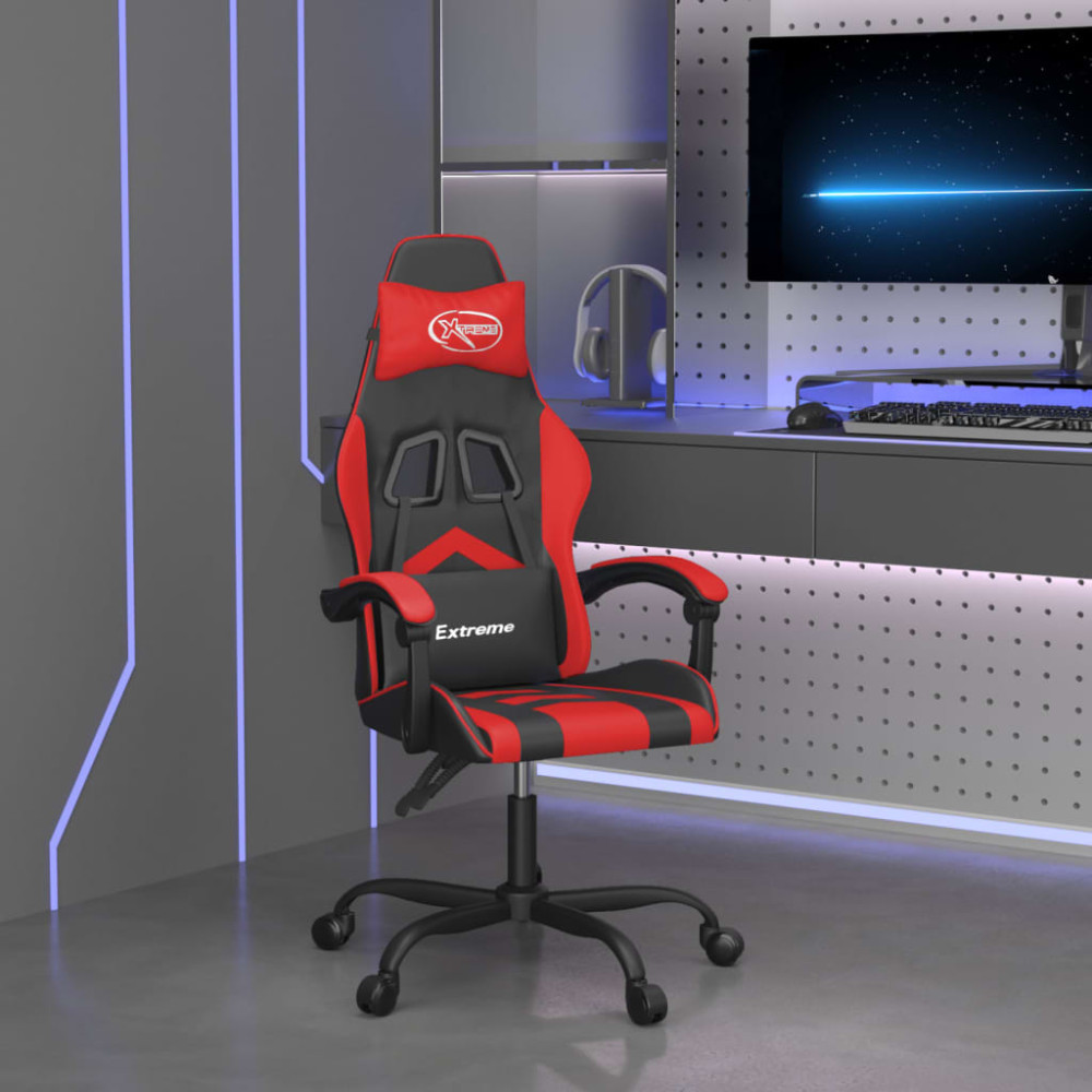 Produktbild för Gamingstol svart och röd konstläder