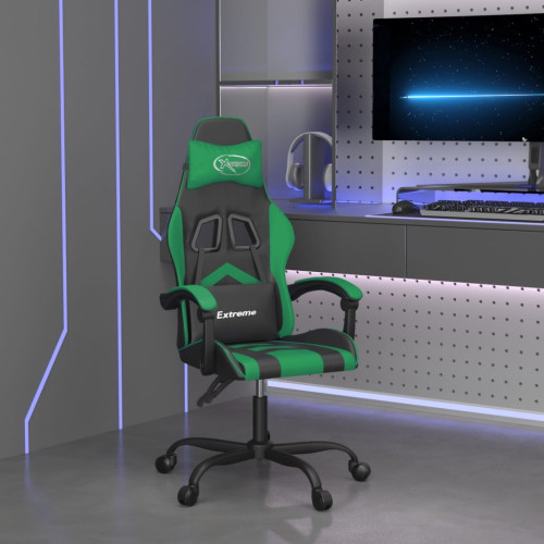 vidaXL Snurrbar gamingstol svart och grön konstläder