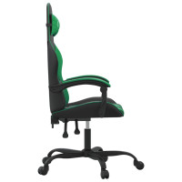Produktbild för Snurrbar gamingstol svart och grön konstläder