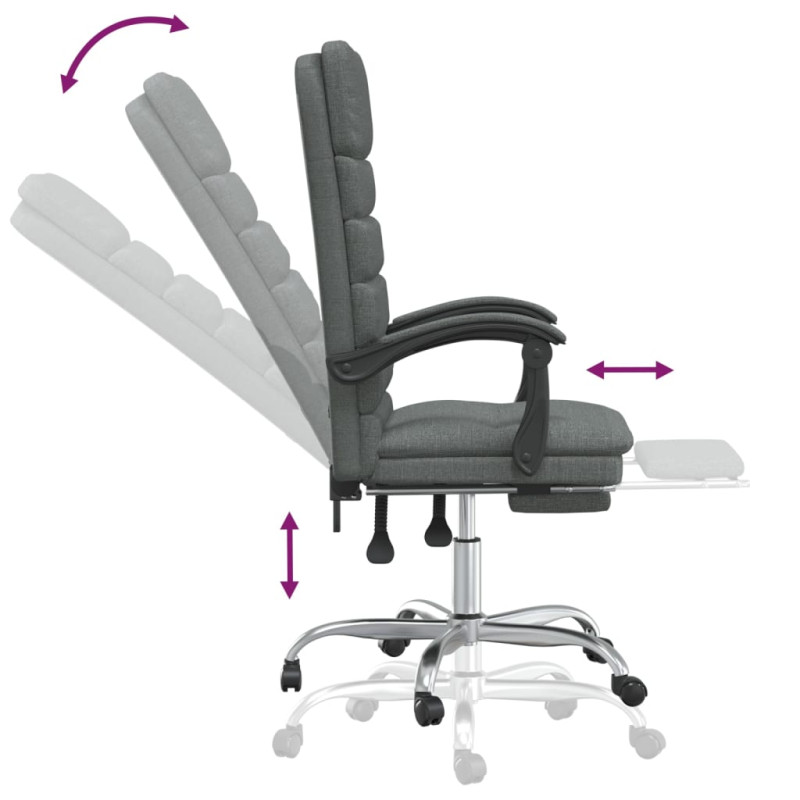 Produktbild för Kontorsstol med massage mörkgrå tyg