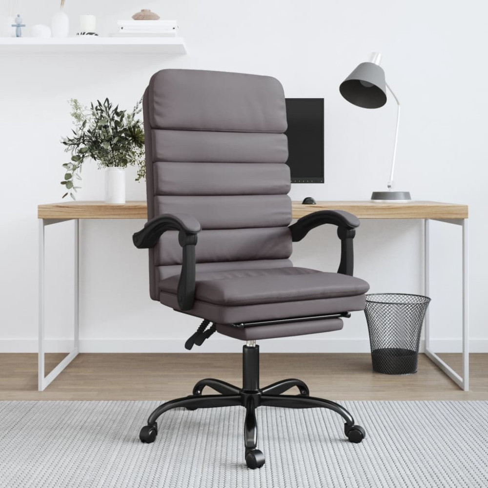 Produktbild för Kontorsstol med massage grå konstläder